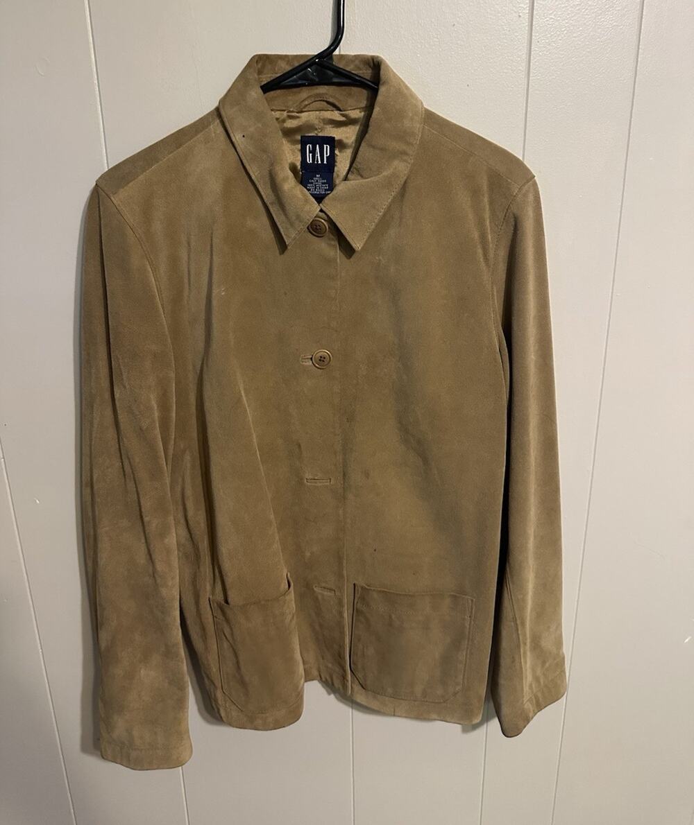 Vintage GAP Tan Calf Suede Jacket Coat Size M Pre-Owned